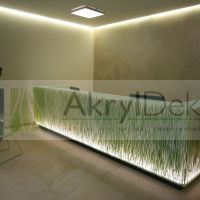 Reception facing with rice stems in resin